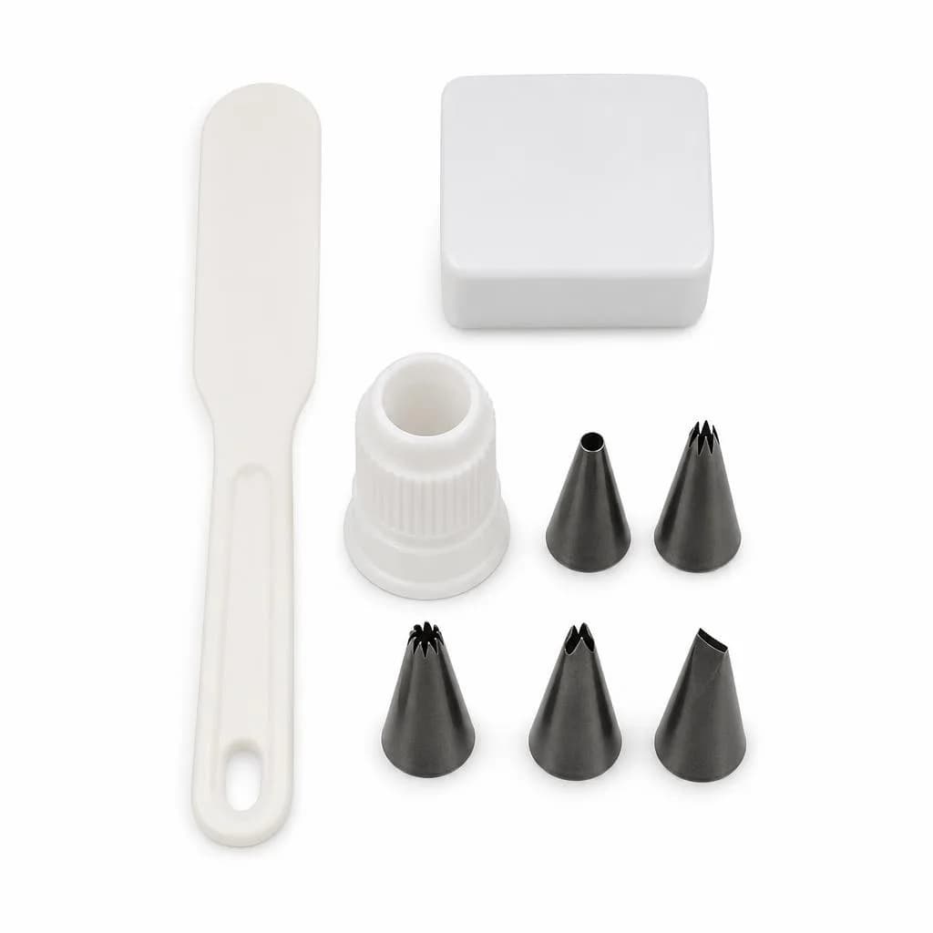Cake Decorating Kit - Spatula, Coupler and Nozzles, Carded