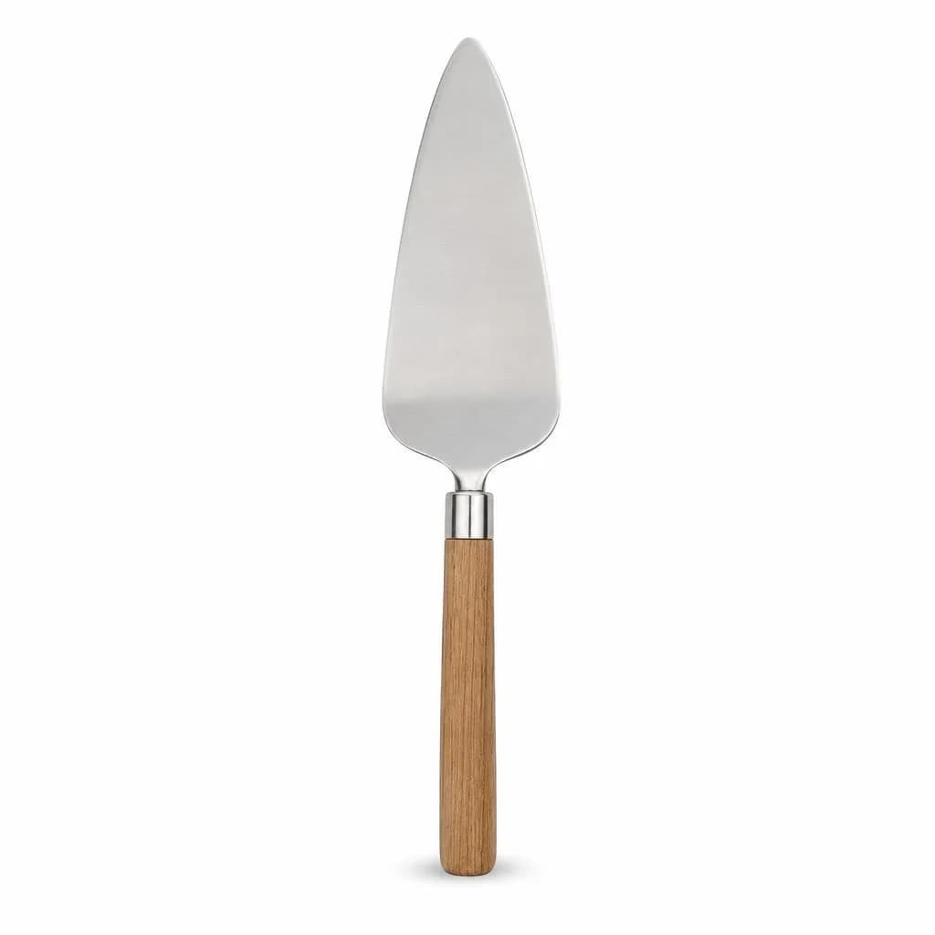 Cake Knife and Server - Wooden Handle, Stainless Steel and Brown