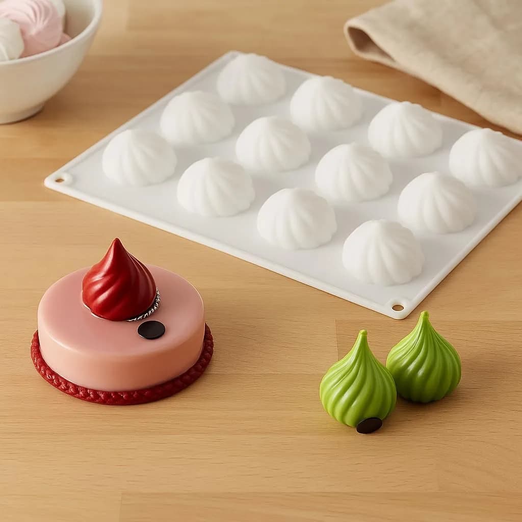 Raspberry Silicone Baking Mold - 4-Cavity Food-Grade Mold for Cake, Candy, Chocolate Mousse, Truffle and Ice Cream, Freezer and Oven Safe