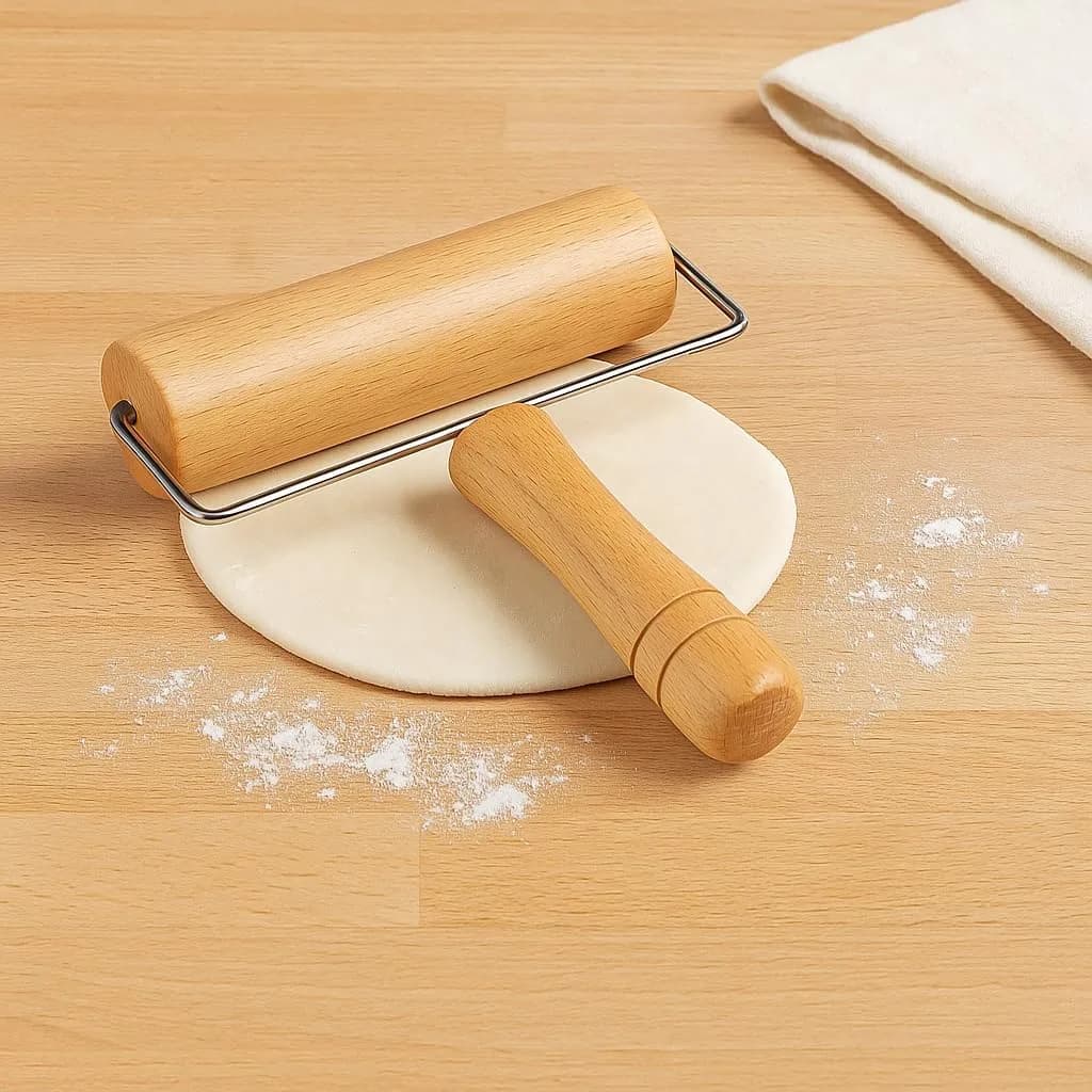 FITTO 15cm Wooden Rolling Pin – Premium Natural Beechwood Dough Roller for Baking, Pastry, Pizza, and Cookies – Ergonomic Design for Easy Handling