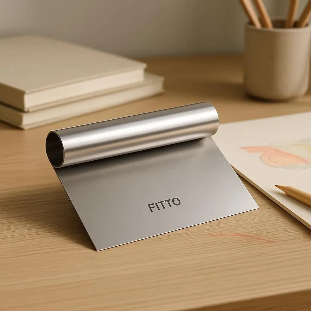 FITTO Stainless Steel Cake & Pizza Dough Scraper Cutter – Smoother Edge, Assorted Colors (Silver/Bronze) – Durable Kitchen Accessory