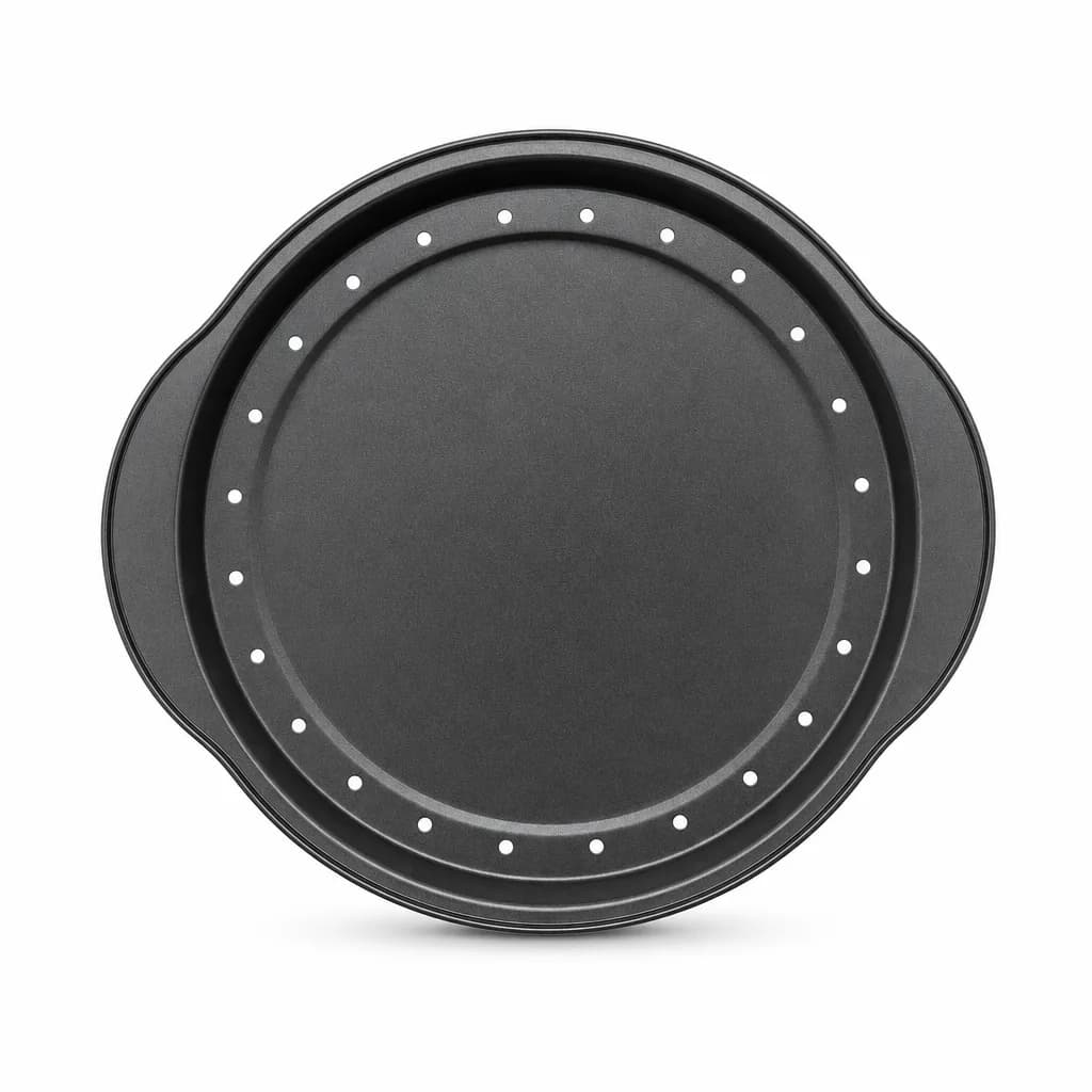 FITTO Carbon Steel Non-Stick Round Baking Mold with Side Handles, 37 × 33 cm, Black, 1 Piece