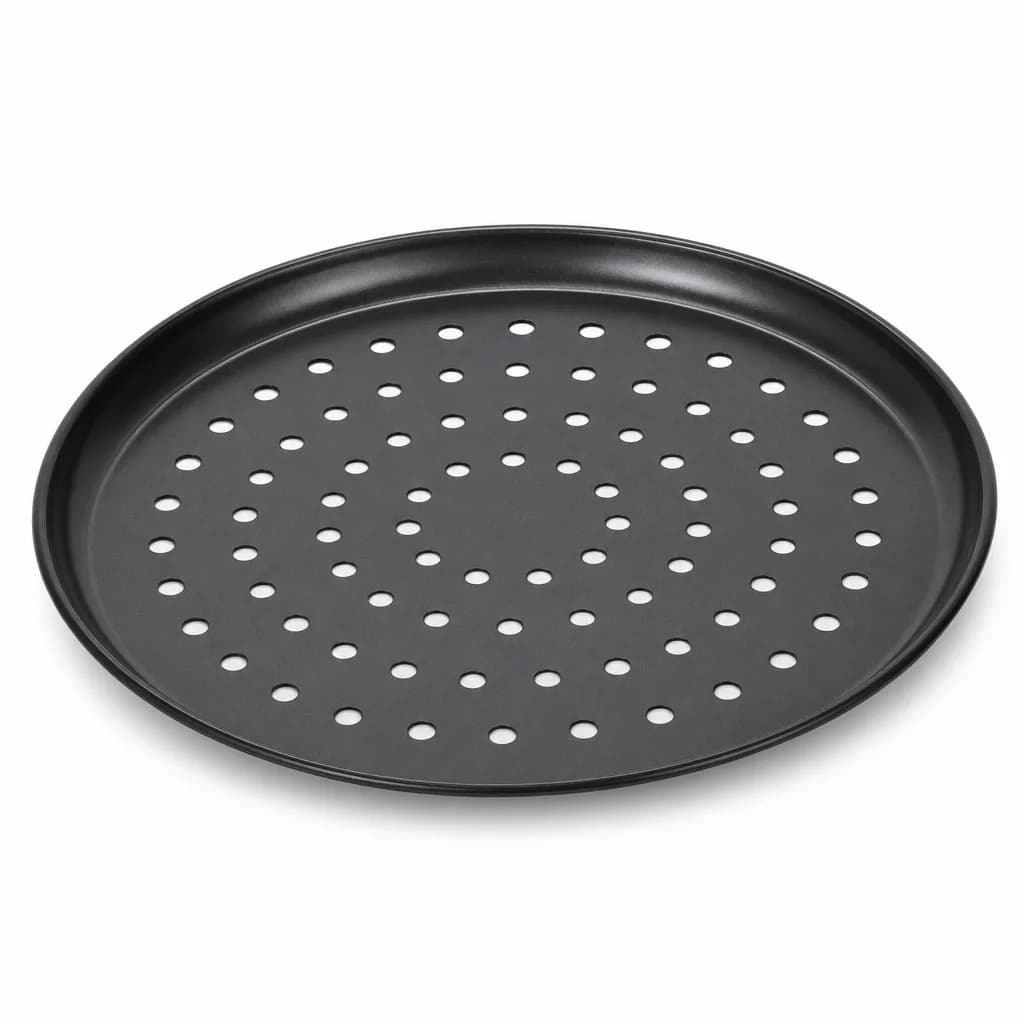 FITTO Round Perforated Cake Mold, Carbon Steel Non-Stick Baking Pan, 24 cm, Black, 1 Piece