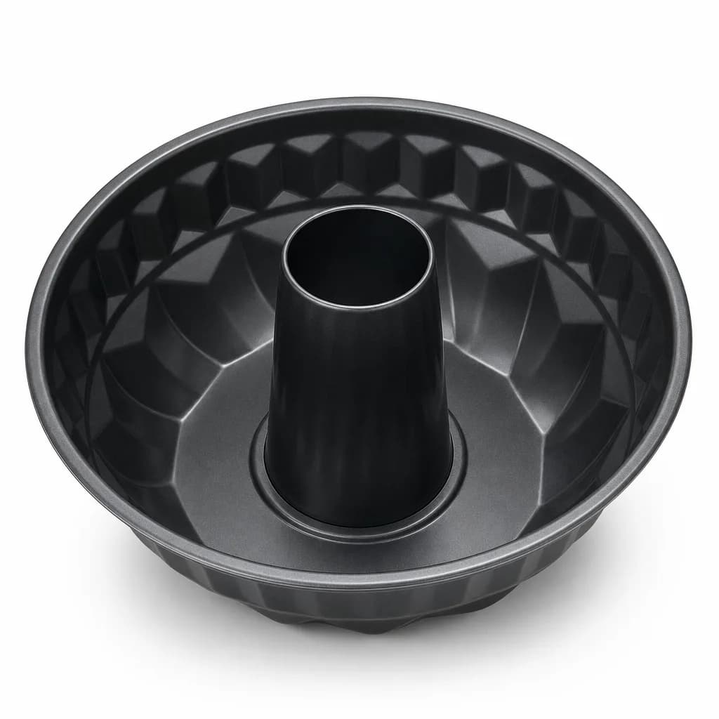 FITTO Bundt Cake Mold, Carbon Steel Non-Stick Fluted Baking Pan, Black, 22 × 12 cm, 1 Piece