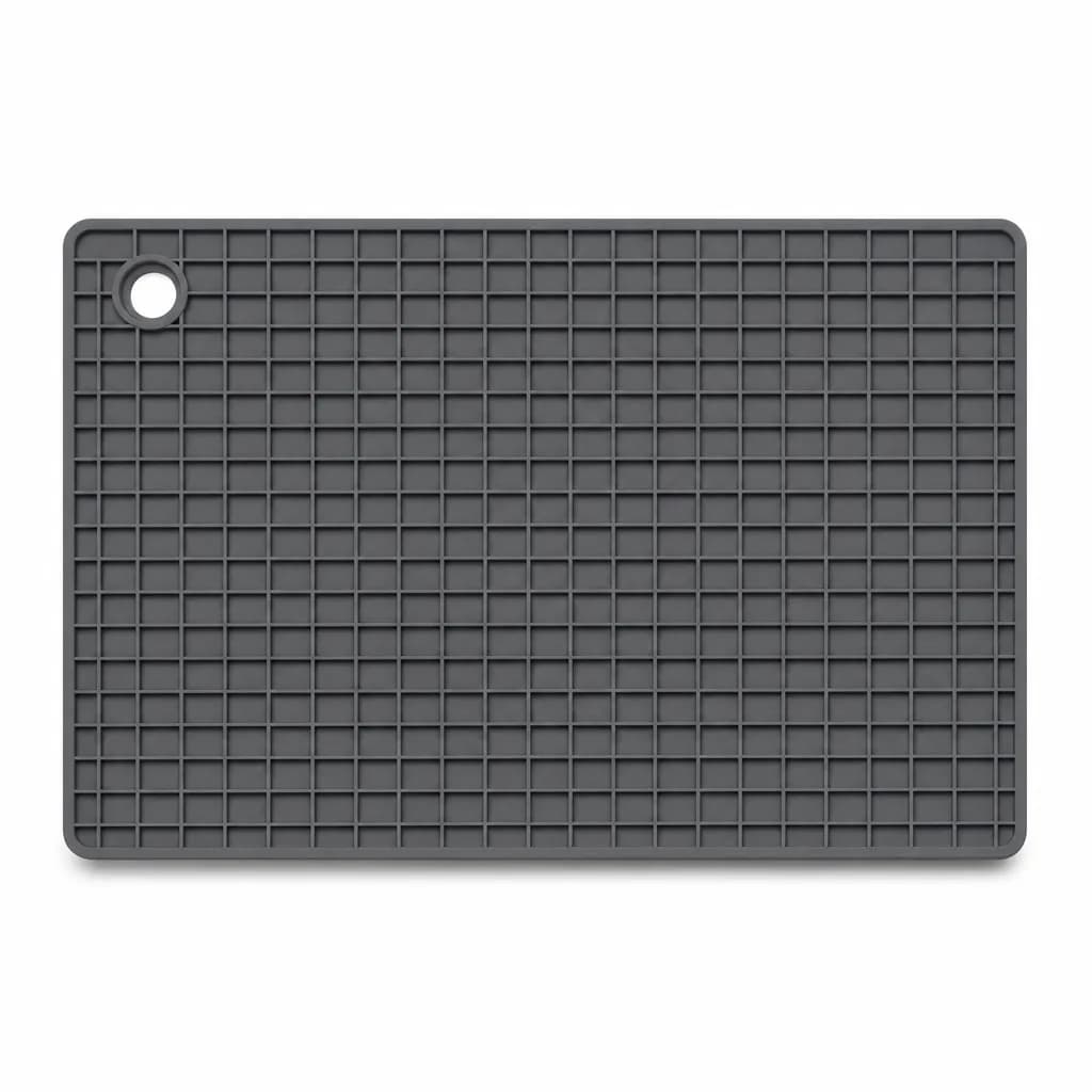 FITTO Rectangular Silicone Mat, Dark Grey Grid Surface, 30 x 20 x 1 cm, 1 Piece