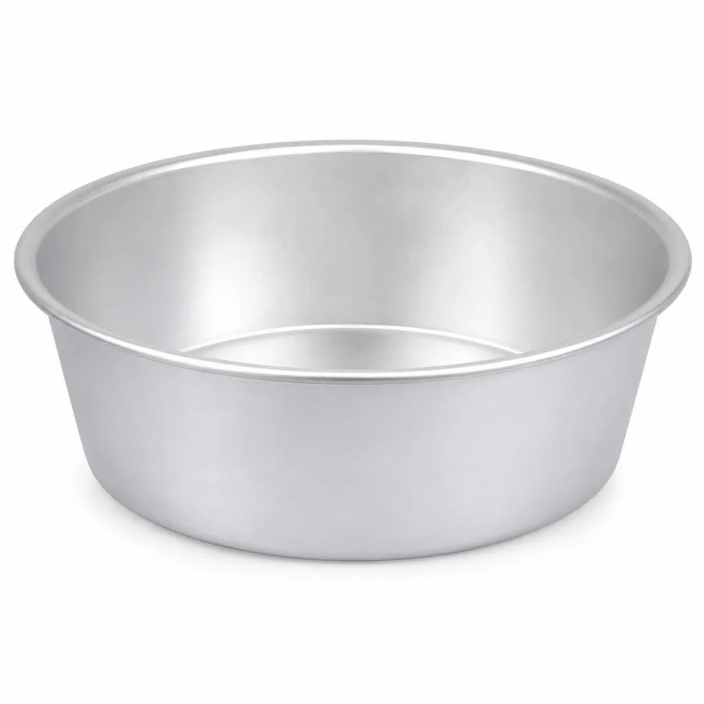 Aluminium Deep Round Cake Pan - Straight Flared Sides, Silver, 22 cm