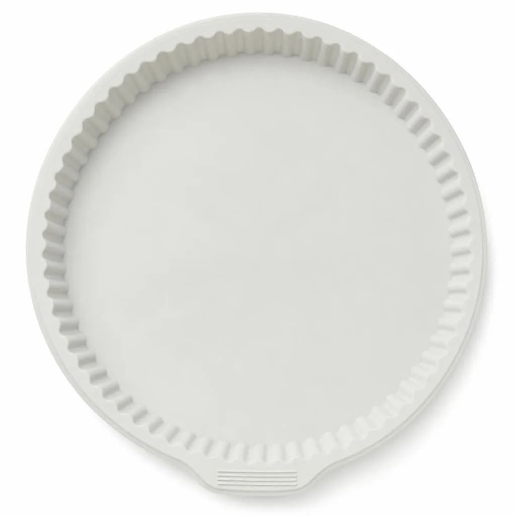 Fluted Round Silicone Tart Pan - With Grip Tab, Light Grey, 28 cm