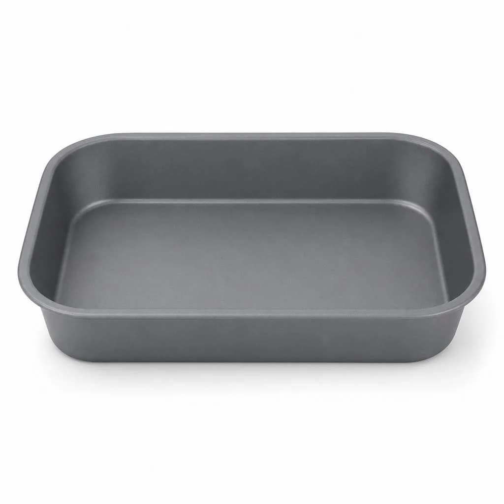 Deep Rectangular Baking Pan - For Cakes and Roasting, Grey, 32 cm