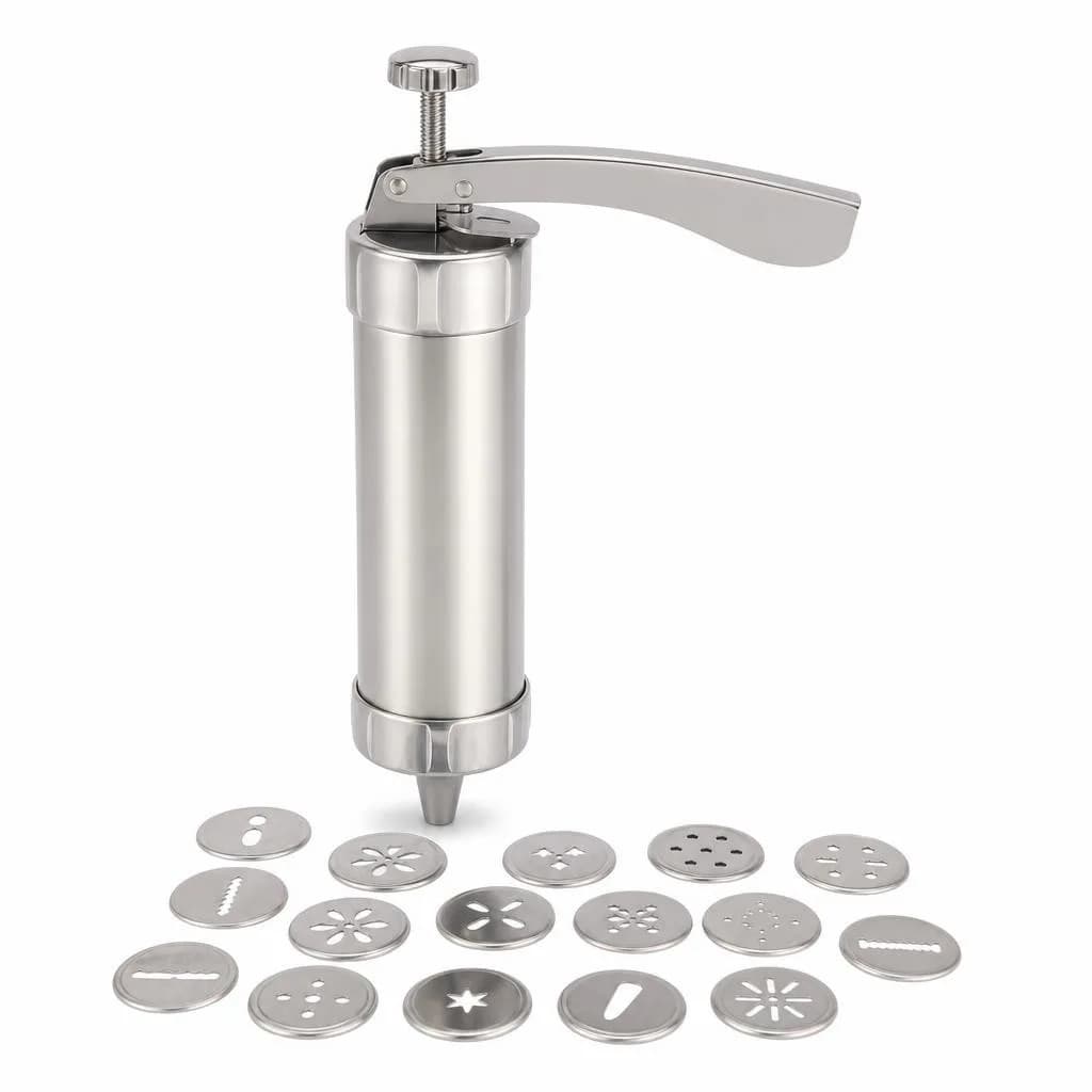 Cookie Press Set - Interchangeable Disc Plates, Stainless Steel, 25 cm