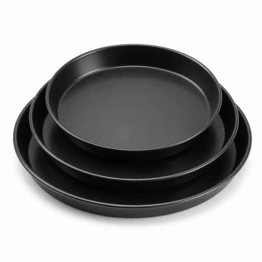 Non-Stick Round Cake Pan Set - Graduated Sizes, Black, 3 Pieces