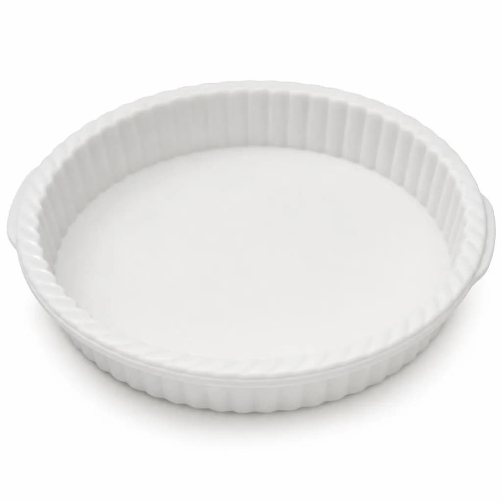 Fluted Round Pie Dish - White, 24 cm